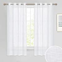 PONY DANCE Cortinas Translucidas Dormitorio - Visillos Blancos Cortos Confeccionados con Ojales-Paneles para Ventanas…
